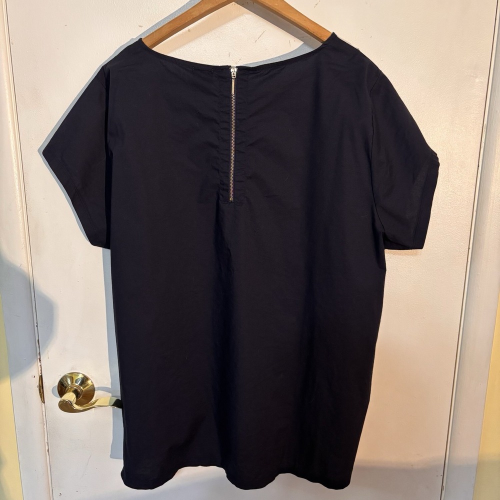 Anne Klein Womens Blouse 3XL Cap Sleeve Round Neck Blue/Stripes High-low - Picture 5 of 9